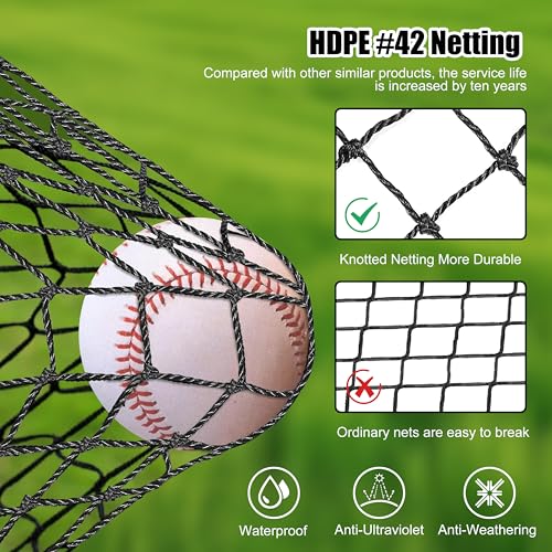 Baseball Batting Cage with Frame and Net, Freestanding Arched Structure Batting Cages for Backyard(20/30/40FT), Portable Baseball and Softball Batting Cages - Image 4