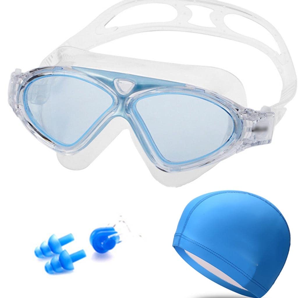 DFrywdgSEY swimming goggles, Swimming Waterproof Adult Pool Glasses with Earplug Swim Cap for Men Women Sports Diving Eyewear
