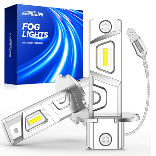 Marsauto H3 Led Bulb Fog Light Bulbs 600% High Bright H3ll Fog Lights Led 6500K White Strong Penetration 1:1 Mini Szie Plug & Play H3 Fog Bulb for Car Truck SUV Side Marker & Parking Light Combos