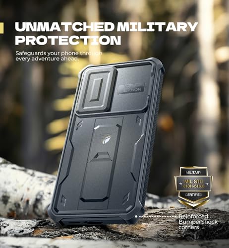Image of Dexnor for Samsung Galaxy S25 FE Case with Upgraded Slide Camera Cover & 2 Front Frames & Built-in Screen Protector & Kickstand, Heavy-Duty Rugged Case Full-Body Protective Cover(2025),Navy Blue