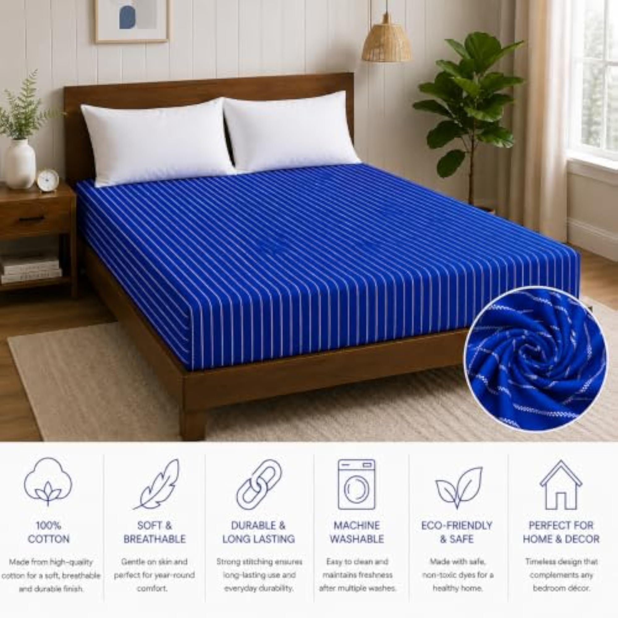 Pure Cotton Chennimalai Stripe Bedspread, Pack of 2