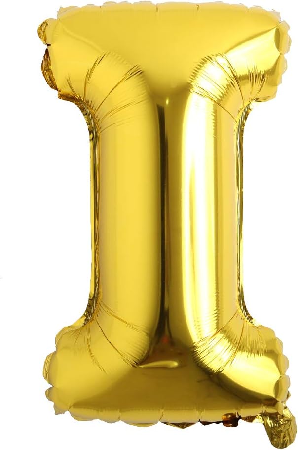 16" inch Single Gold Alphabet Letter Number Balloons Aluminum Hanging Foil Film Balloon Wedding Birthday Party Decoration Banner Air Mylar Balloons (16 inch Gold I)