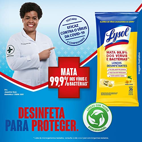 Lenços Desinfetantes Lysol - Poder Cítrico 72 unidades