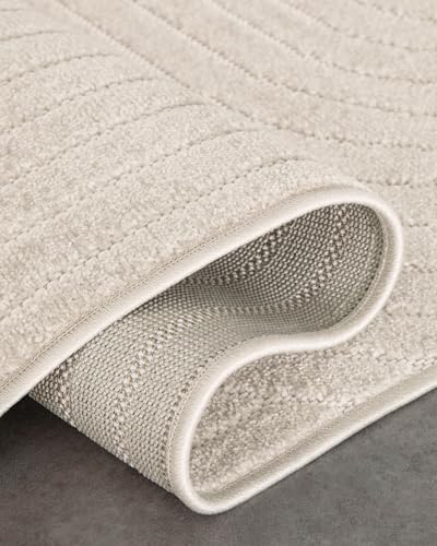 Tapis poils courts beige crème Wecon Home pour sol moderne