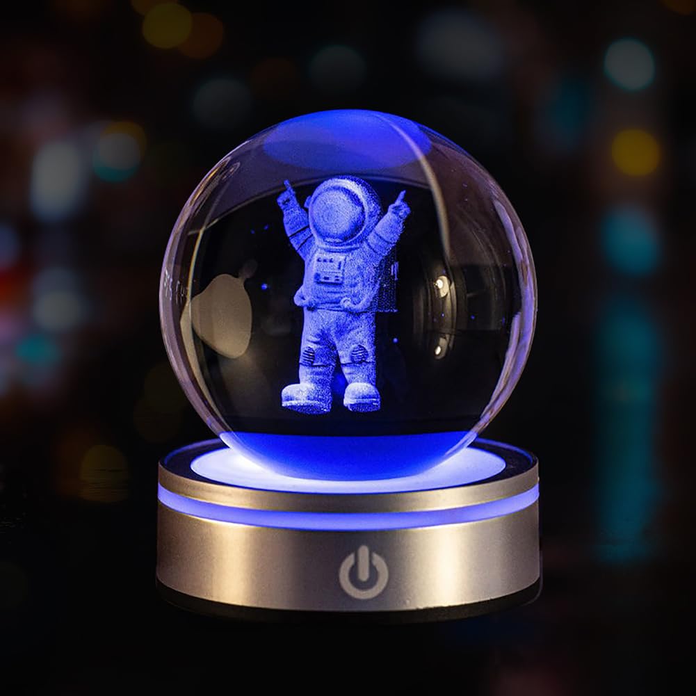 RuiDay 3D Crystal Ball Night Light, Solar System Model Crystal Ball with LED 7 Colour Changing, Home Decorative Ornament Milky Way Night Light for Kids, Science Universe Astronomy Gifts for Men (G)