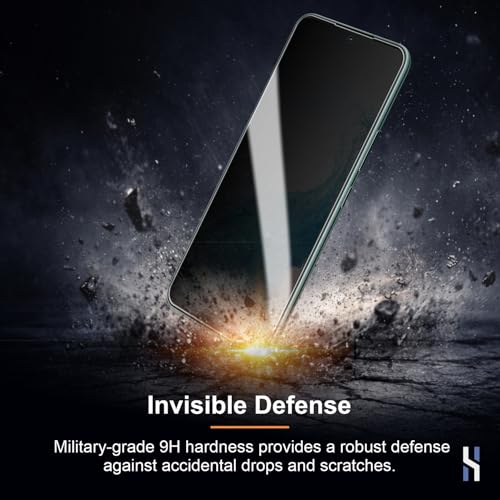 Image of Privacy Tempered Glass for Samsung Galaxy S23 | Galaxy S22 (6.1 Inch) Military Grade 9H Screen Guard, Anti-Scratch, Shatterproof, Edge-to-Edge Full Coverage - Black Border