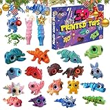 Calendario 'Avvento - Conto alla rovescia per Natale, simpatici animali flessibili articolati stampati in 3D, calendario del conto alla rovescia di Natale di 24 giorni con figure di animal