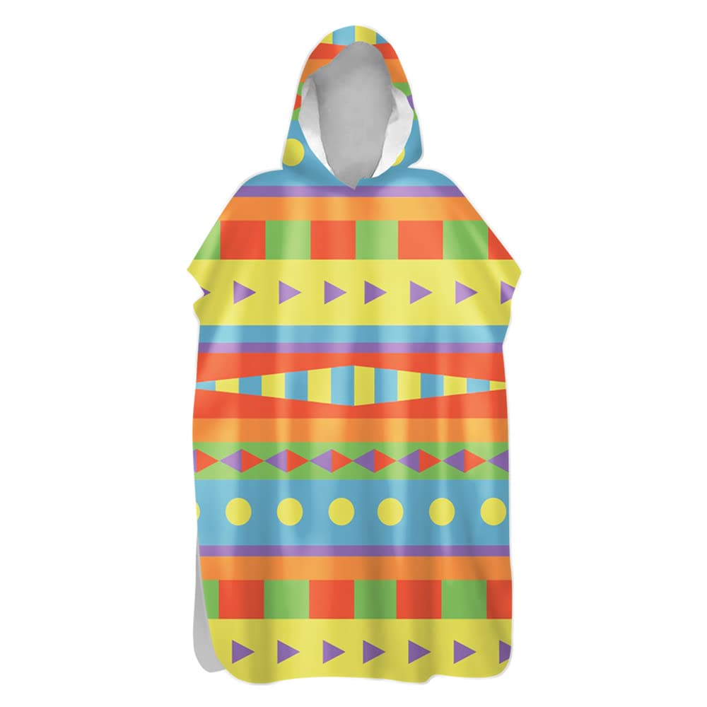DOTBUY Changing Robe Towel with Hood, Adult Men Women Hooded Poncho Towel Microfiber Quick Dry Compact Light Weight for Beach, Swimming, Unisex Bath Robe Poncho Multicolor (F,80x145cm)