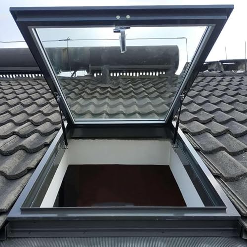 Fenêtres De Toit Pour Maison, Puits De Lumière Pour Toit Plat Ou Incliné, Fenêtre De Toit À Ouverture Manuelle, Lucarne Personnalisable Pour Couloir, Escalier, Garage Et Véranda(LxW 50x50cm/19.7x19.7i
