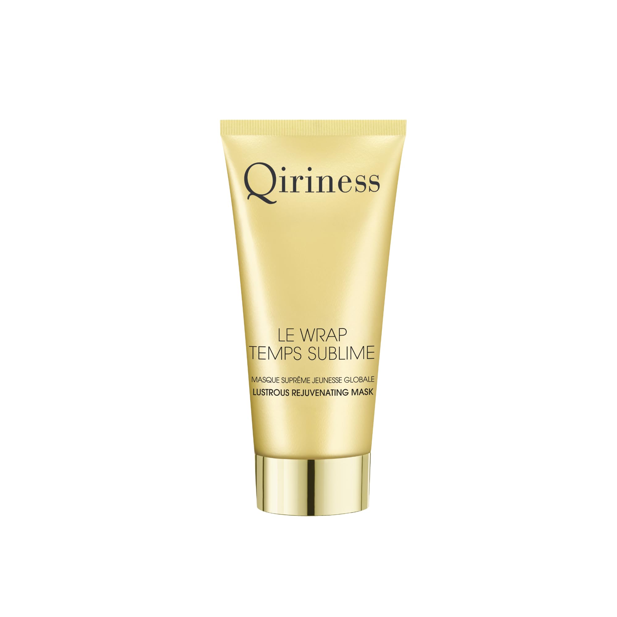 Qiriness - Masque Anti-âge Wrap Temps Sublime - Vitamine C Acide Hyaluronique Rétinol Peptides Rose Bulgare Ginseng - Pour le Visage et le Cou - Peaux Sensibles - Doré Or - 50 ml