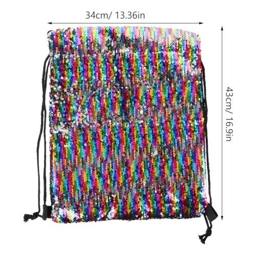 Drawstring Backpack - Sparkling Sequin Shoulder Bag, Glitter Gym Bag with Mesh Pocket, Waterproof Sport Backpack for Swimming, Yoga, Travel & Storage 17 x 14 inch3