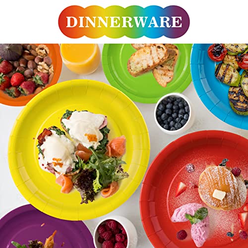 Ephyo 48Pcs Colorful Paper Plates Colored Disposable Party Plates For Dinner Dessert Cake Compostable Birthday Party Supplies 7In And 9In Round #TOP6