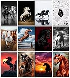 THE URBAN BRAND Horse Wall Art Prints – Set of 12 Running & Majestic Horse Posters | Western, Rustic & Modern Equestrian Decor for Bedroom, Living Room, Office & Farmhouse Walls | HD Unframed Prints