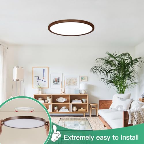Image of Brightever LED Flush Mount Ceiling Light Fixture Oil Rubbed Bronze, 24W 3200LM 5CCT Dimmable LED Ceiling Light, 2700K /3000K /4000K /5000K /6500K, 12 Inch Ceiling Lamp for Bedroom, Dining Room, 1 Pack