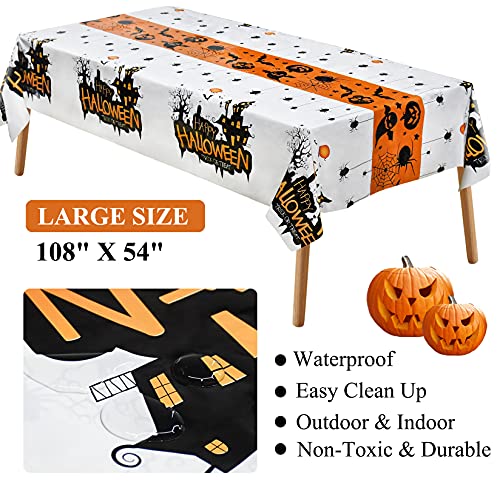 Senneny Halloween Tablecloth, 54" X 108" Disposable Plastic Halloween Tablecloth Rectangle, Halloween Table Decorations For Halloween Party, Home, Outdoor, Indoor, Dinging Room, Living Room #TOP2