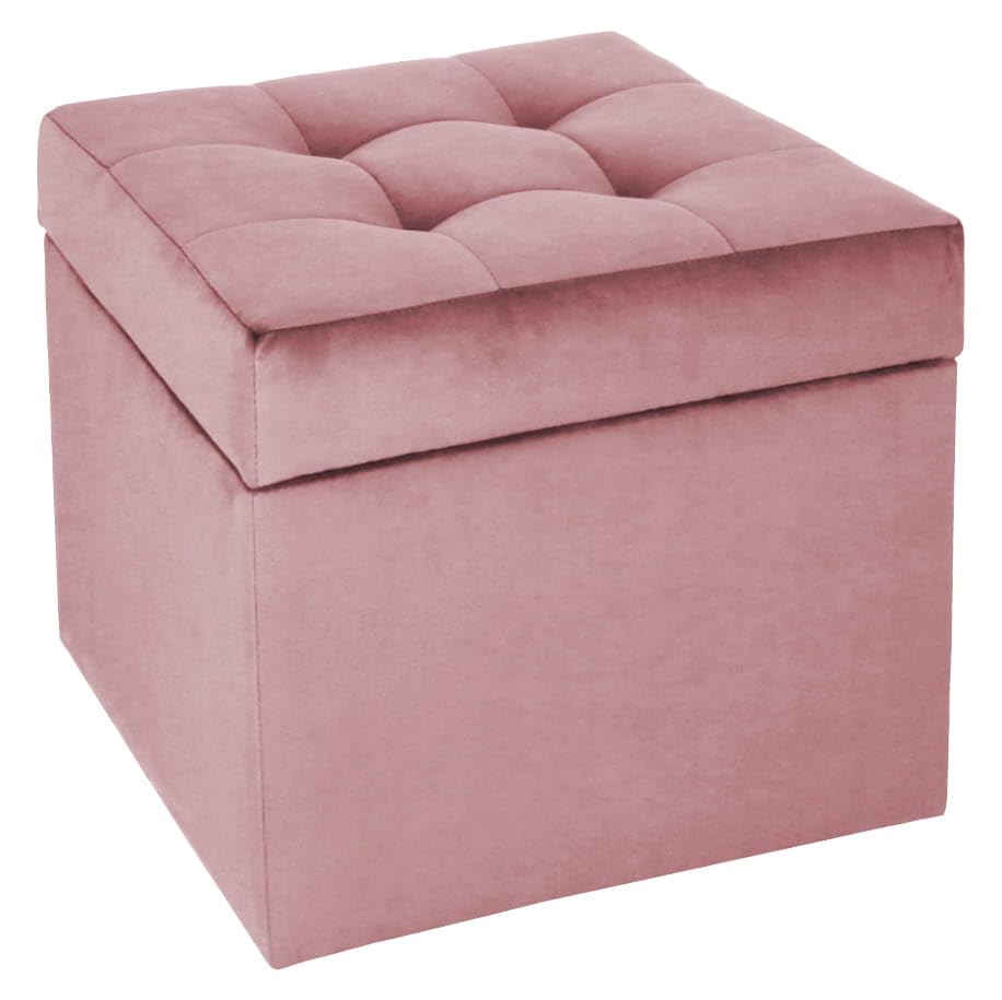 MG Design Taburete con Espacio de Almacenamiento Acolchado de Terciopelo Suave, reposapiés de 45 x 45 cm, Color Rosa