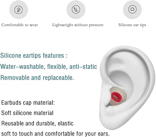 Miniatura 6 de 10 pares de puntas de silicona medianas para auriculares de repuesto para auriculares intraurales, puntas de goma para auriculares (rojo