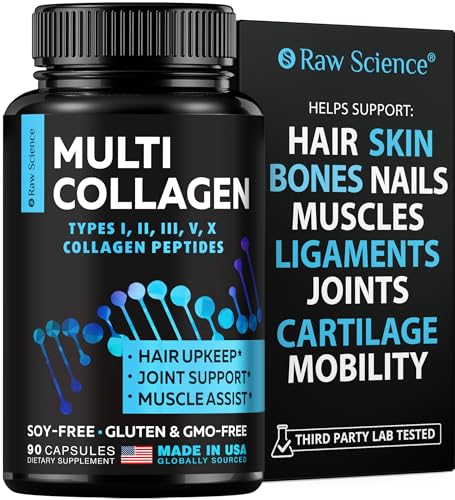 S Raw Science Multi Collagen Pills - Collagen Supplements For Women & Men, Bovine Collagen Bone Supplements, Hydrolyzed Collagen For Skin, Hair & Nails - Made In Usa, Gluten Free 90 Multi Collagen Peptides Capsules cover
