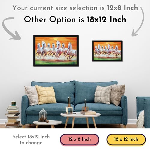 Image of Mad Masters 7 Running Horses Vastu Vaastu Lucky Hanging Home Decor Painting for Living Room & Bedroom Decoration (MM 3003, 30.5L x 20.3W cm, Canvas, Without Plexi Glass)