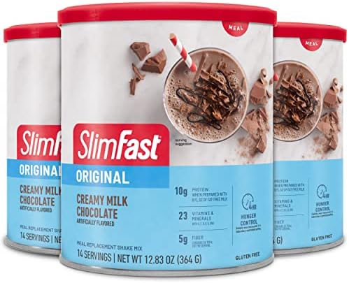 SlimFast Original Meal Replacement Powder, Creamy Milk Chocolate, Weight Loss Shake Mix, 10g of Protein, 14 Servings (Pack of 3) (Packaging May Vary)