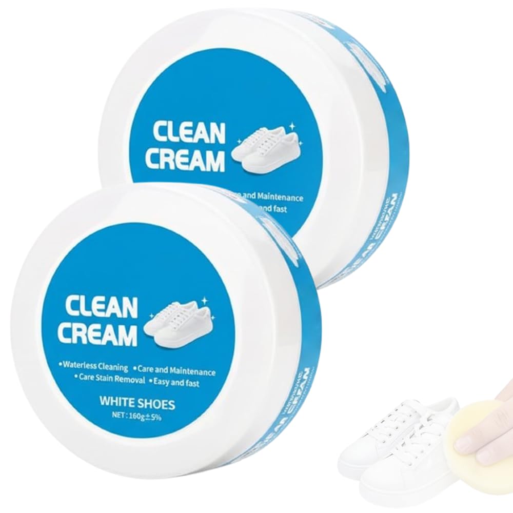 White Shoe Cleaner Cream, Multipurpose No-Wash Solid Cleaning Paste with Sponge, White Shoes Clean Cream