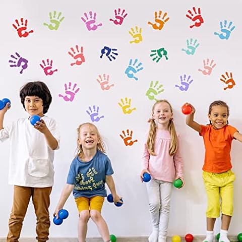 PLIGREAT Colourful Handprints Wall Stickers Cover