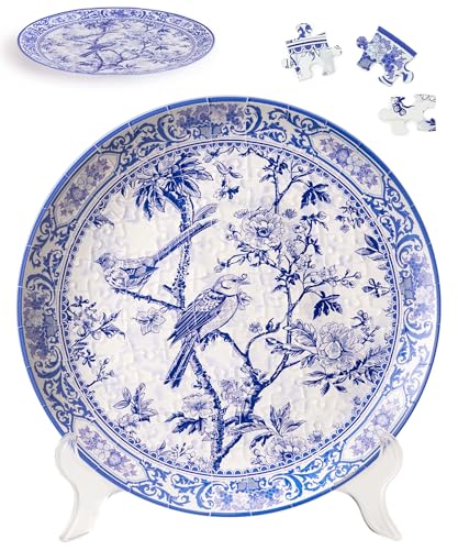 Image of PieceRelax 3D Puzzle Plate 124 Pieces - Floral Ballet with Birds - Jigsaw Puzzle for Adults, Decorative Plate with Durable Plastic Pieces, Ideal Gift for Home or Office Decor [PL1013]