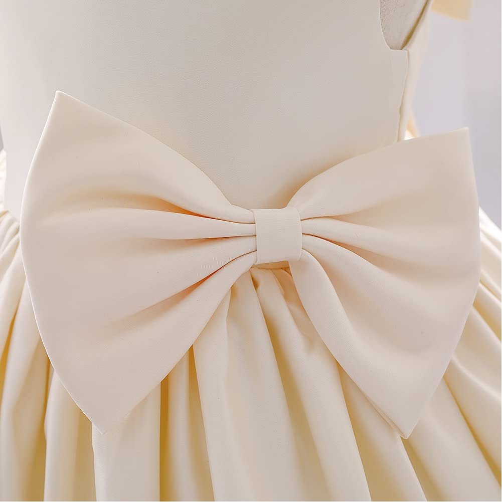 Baby-Mädchenkleid, formelles Tutu, mit Schleife, rückenfrei, geschwollene Tüllkleider, Prinzessinnenkleid, Hochzeit, Taufe, Festzug, Geburtstag, Party