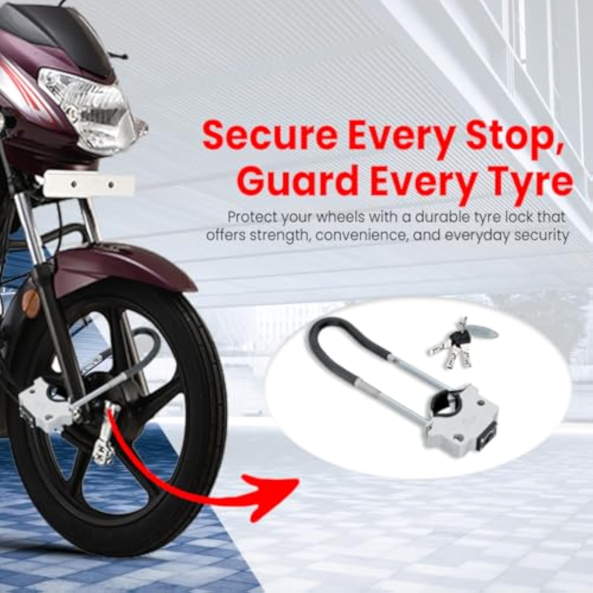 Bike Lock for Front Wheel HT-10, Durable Aluminium