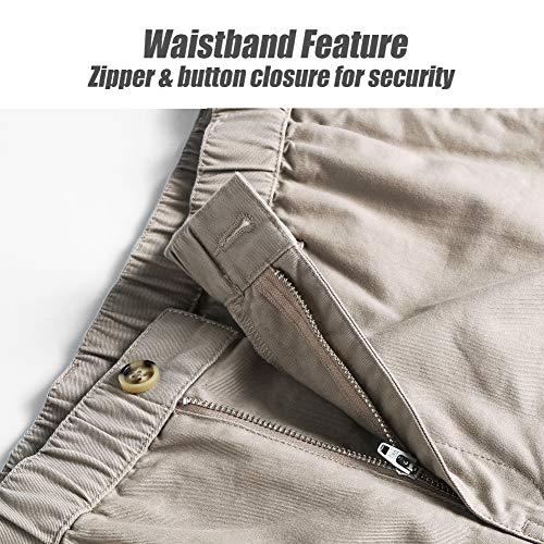 Maamgic Men'S Classic-Fit 5.5 Inch Cotton Casual Shorts Elastic Waistband With Multi-Pocket Daily Wear Walking Summer Outfit Dark Khaki thumb #3