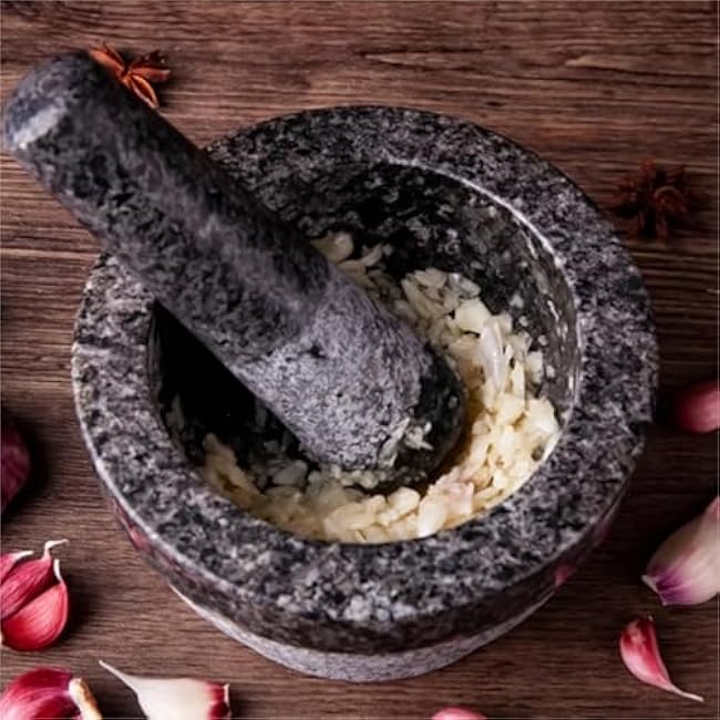 QUQUQ Mortar and Pestle Set Garlic Crusher Grinder Household Stone Mortar Garlic Crusher Pestle Set Seasoning Spice Tools