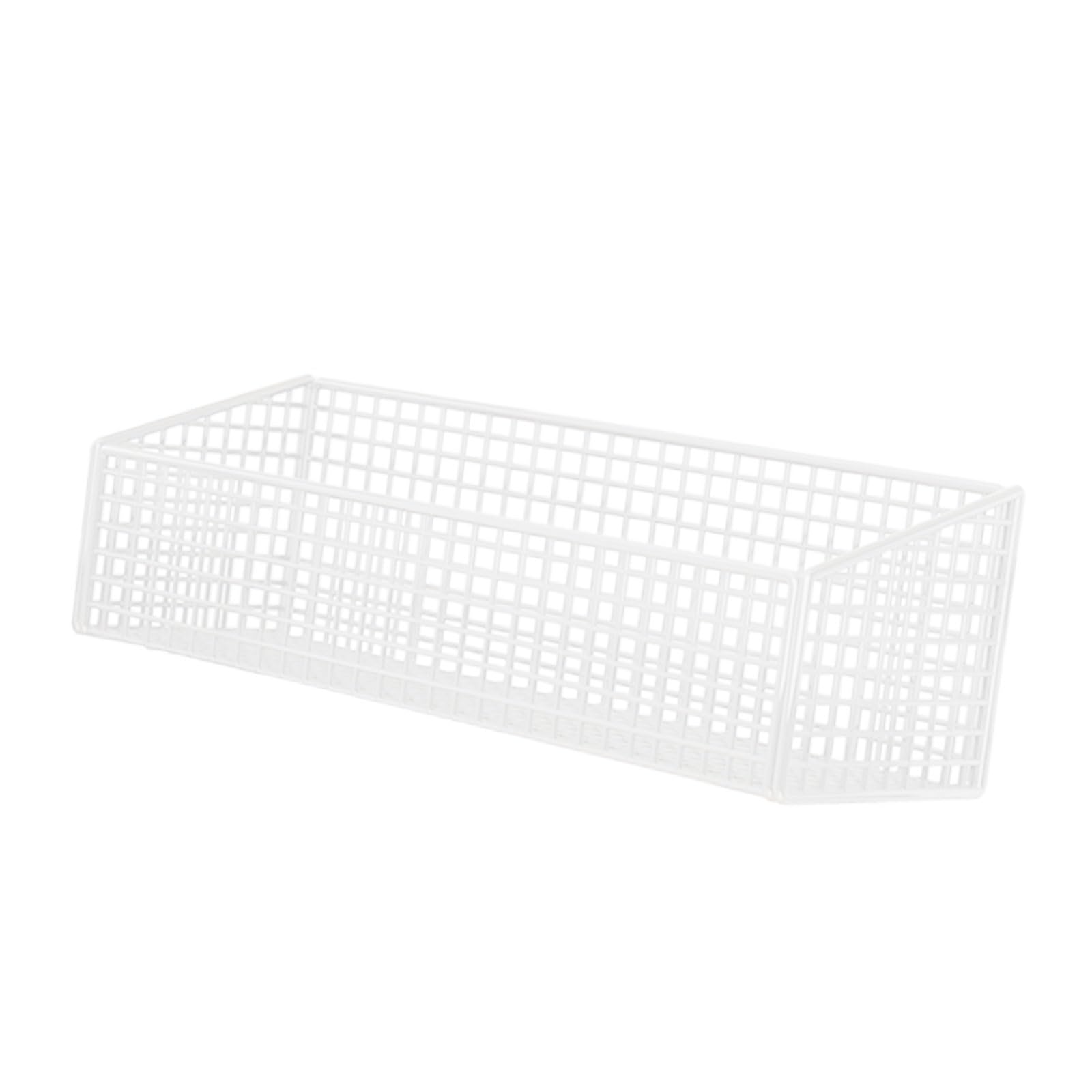 Hanging Wall Basket Metal Hanging Rack Wall Mount Pantry Organizer Rack Fruit Wire Basket for Kitchen Onion Potato Vegetable (White L)