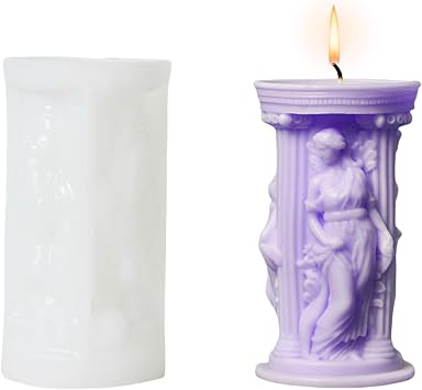 Goddess Athena Candle Molds, 3D Pillar Candle Molds for Candle Making, Resin Casting Mold for Scented Candles Soaps Making, Wax, Resin Casting,Soap Cake Dessert Mousse Mold Goddess Athena Mould B