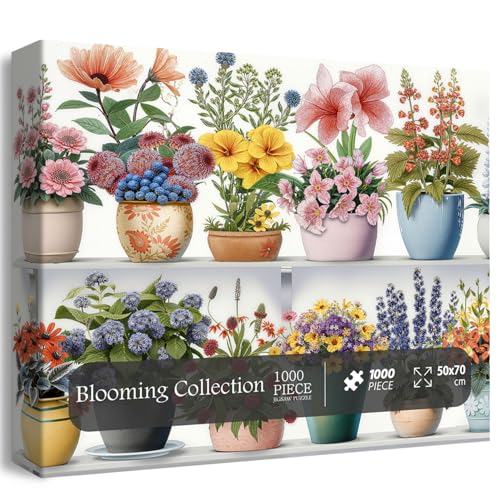 Rompecabezas PICKFORU Colección Floreciente de 1000 piezas, rompecabezas de jarrón con flores para adultos, rompecabezas de plantas y flores silvestres miniatura 2