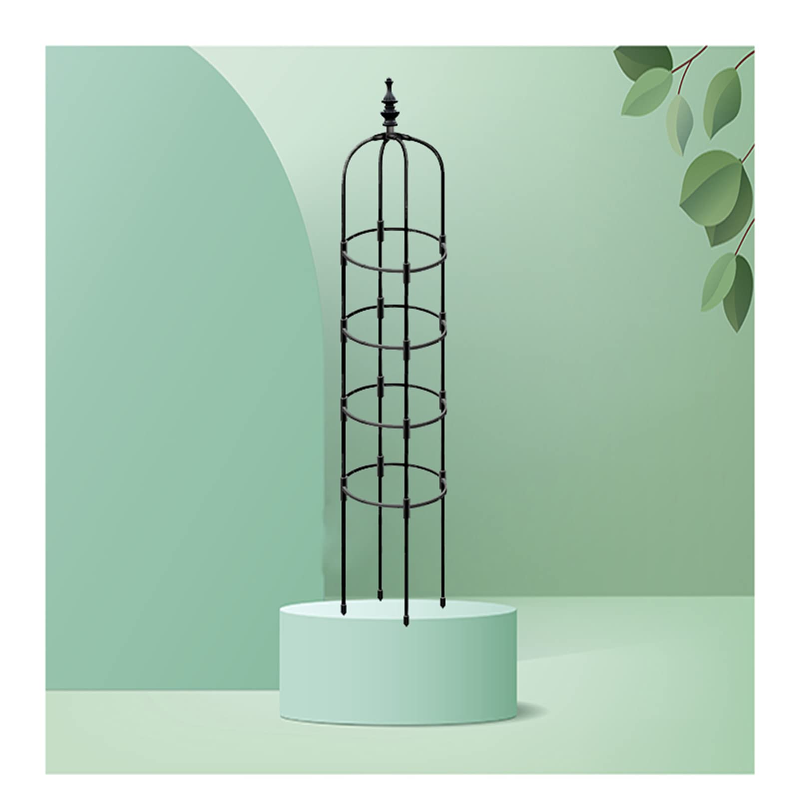 Kratka ogrodowa, kratki ogrodowe, wieża Obelisk kratka ogrodowa, wysokie podparcie roślin do pnączy i stojaków na kwiaty, czarna zielona lekka wieża na rośliny, 180 cm, 25 cm
