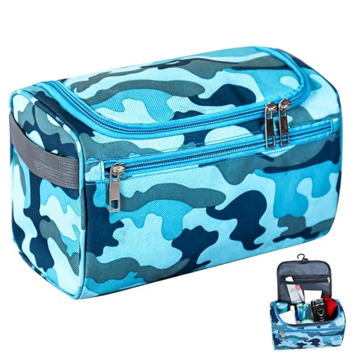 Boys Wash Bag with Camouflage Design Boys Toiletry Bag for Travel and Sports Durable & Waterproof Kids Wash Bag with Handle and Zipper for School Gym or Holidays