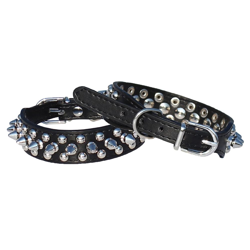 BESPORTBLE 2pcs Adjustable Dog Collar Dog Chain Collars Pet Rivet Pu Puppy+ Pu Small s Spiky s, Black, medium - Image 4