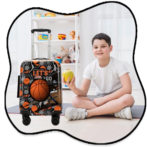Image of Kids Basketball Suitcase Set for Boys Hardside Luggage with Spinner Wheels 2 Piece 16inch Toddler Suitcase for Boys Travel Carry on Luggage Airline Approved