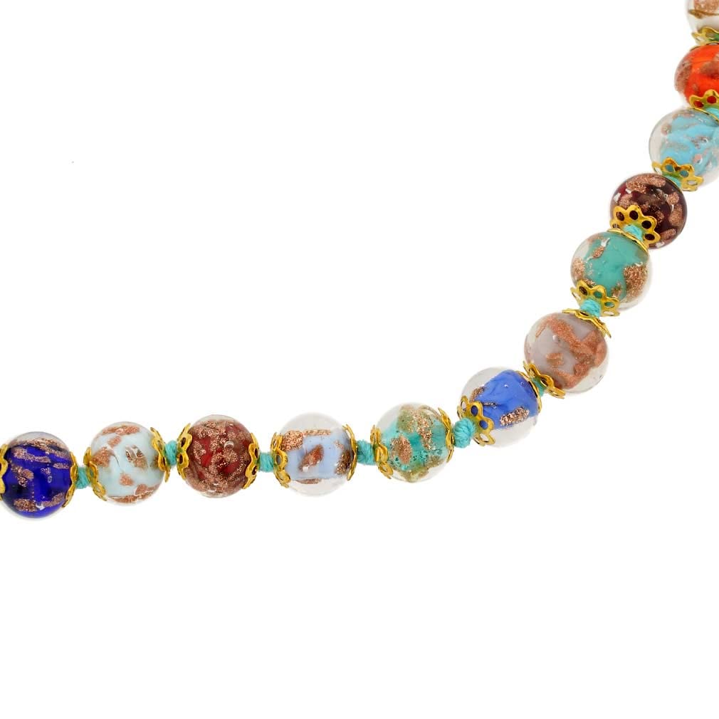 Glass Of Venice Collar de Murano de longitud más larga, cuentas brillantes de Sommerso multicolor italiano hecho a mano de vidrio soplado para mujer