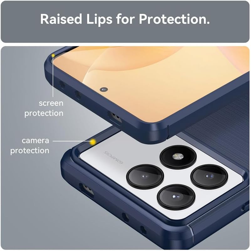 Image of NPRC Hybrid Ultra Slim Protective Case TPU Non-Slip Carbon Fiber Texture Shockproof Case Cover for Poco F6 pro - Blue