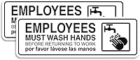 Vista 24 de Standard Employees Must Wash Hands - Letrero para puerta/pared, color negro, pequeño