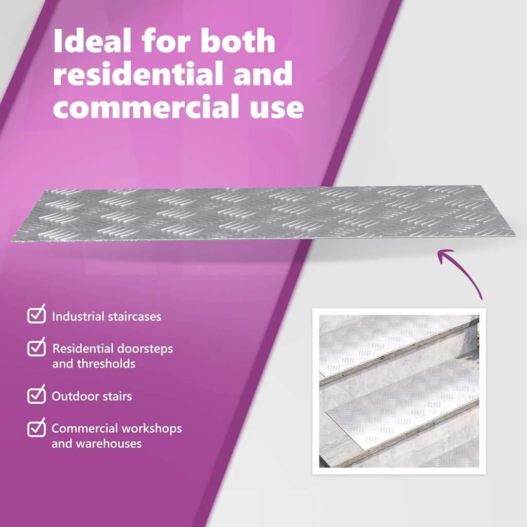 vidaXL Trap Tread 4 st 70 x 30 cm Zilver Aluminium Rechthoekig | Voorkomt uitglijden op de trappen, Stevig en ziet er tof uit, Geeft een trendy sfeer aan je ruimte