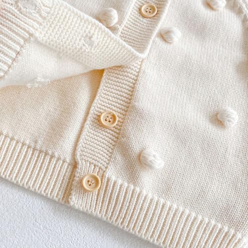 Image of Simplee kids Baby Girl Thin Sweater Solid White Pink Cardigans for Toddler 0-3Years