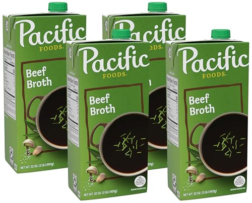 Pacific Foods Beef Broth, 32 oz Carton (Pack of 4)