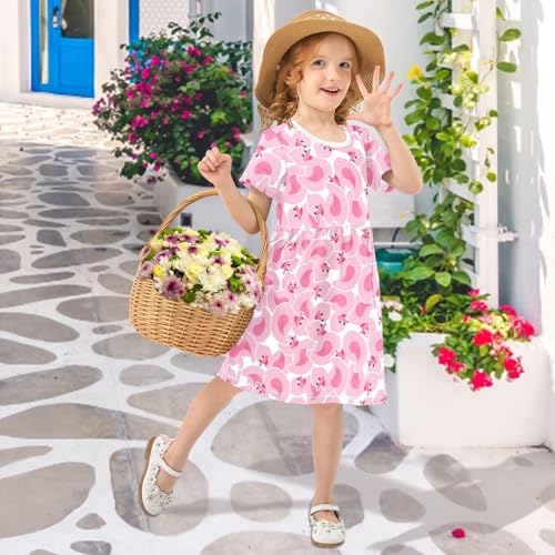 Girls Casual Printed Dress Short Sleeve Dresses Toddler Summer Sundress 2-8T2
