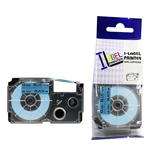 LM Tapes - Casio KL-7000 12mm Black on Blue Compatible Label Tape for Casio KL7000 EZ Label Printer