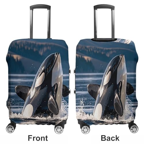 Orca Killer Whale Luggage Cover, Washable Elastic Suitcase Cover Protector Fit 18-32 Inch Luggage3