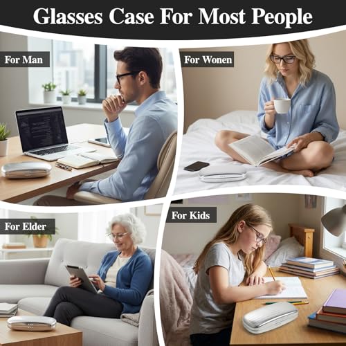 Image of Hifot Metal Eyeglass Case Hard Shell, Aluminum Spectacles Box Sunglasses Case for Men Women, Reading Glasses Holder