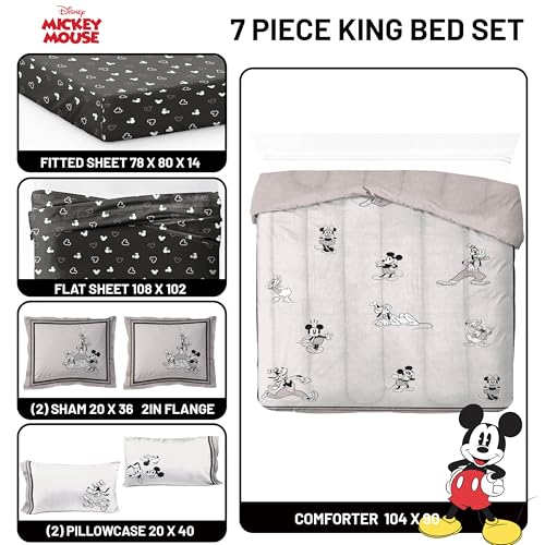 Image of Disney Mickey Mouse and Friends King Comforter Set 7 Piece Bedding, Beige