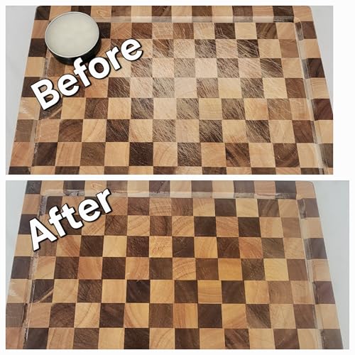 Cera para tabla de cortar, acondicionador de madera 100% natural blanco en envase redondo 2x2x2 pulgadas miniatura 2